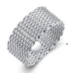 Elegant Silver Plated Fashion Net Ring - Size 8