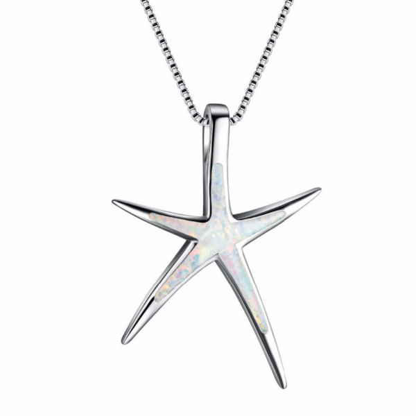 Fire Opal Starfish Pendant Necklace - Image 7