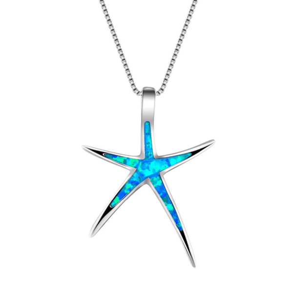 Fire Opal Starfish Pendant Necklace - Image 4