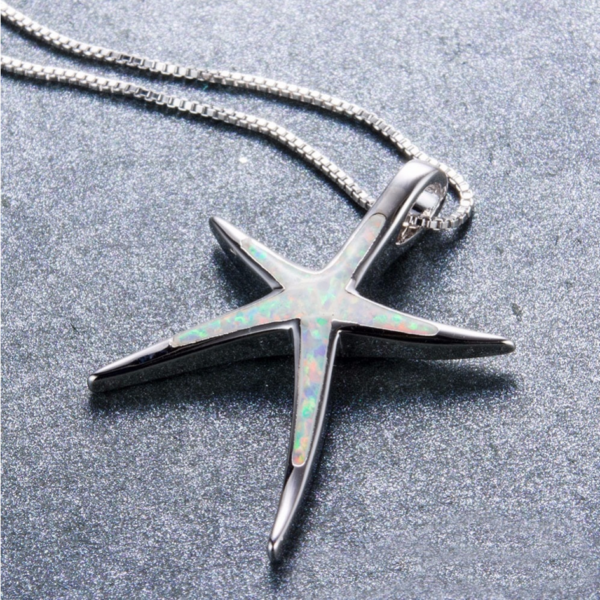 Fire Opal Starfish Pendant Necklace - Image 3