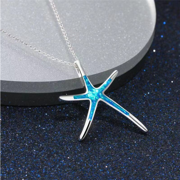 Fire Opal Starfish Pendant Necklace