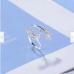Sterling Silver Plated Crystal Leaf Adjustable Ring (Size 5.5 - 7.5)