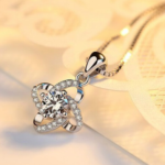 Sterling Silver Plated Interlock Crystal Zirconia Necklace (SKU – 4200)