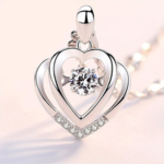 Sterling Silver Plated Double Heart Zircon Necklace