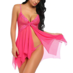 Sexy V-Neck Floral Mesh Lace Lingerie Dress