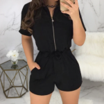 Casual Romper Shorts + Zipper