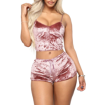 Sexy Two Piece Velvet Sleep Set