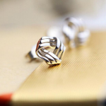 Silver Plated Twisted Triangle Stud Earrings