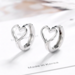 Sterling Silver Plated Heart Charm Earrings