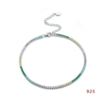 925 Sterling Silver Multi-Color Tennis Bracelet/Anklet