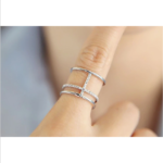 Sterling Silver Plated Multi-Layer Adjustable Ring (Size 5-7)