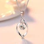 Sterling Silver Plated Long Tassel Zirconia Pendant Necklace