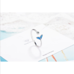 Sterling Silver Plated Blue Mermaid Tail Adjustable Ring (Size 7-8)