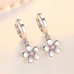 Sterling Silver Plated Cherry Blossom Drop Earrings