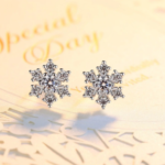 Sterling Silver Plated Crystal Zircon Snowflake Earrings