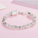Quality Sterling Silver Plated Dragon Link Scroll Bracelet