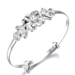 Tibetan Silver Plated Adjustable Flower Bangle