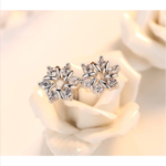 Sterling Silver Plated Flower Zircon Earrings