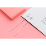 Elegant Silver Plated Butterfly Chain Earrings