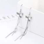 Elegant Silver Plated Butterfly Tassel Earrings