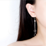 Silver Plated Diamond Design Drop Earrings