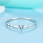 925 Sterling Silver Simple Heart Zircon Ring