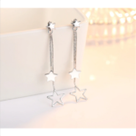 Silver Plated Triple Star Drop Stud Earrings