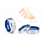 Authentic Designer Silver & Blue Titanium Ring