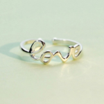925 Sterling Silver Forever Love Adjustable Ring (Size 5-7)