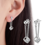 Kids Sterling Silver Plated Zirconia Cube Stud Earrings