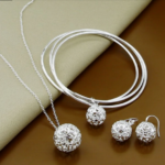 Silver Plated Hollow Ball Jewelry Set