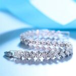 Sterling Silver Plated Cubic Zirconia 3-Stone Strand Bracelet