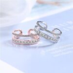 Silver Plated Double Layer Crystal Zirconia Adjustable Ring (Size 5-7)