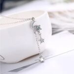 Sterling Silver Plated Zircon Star Moon Tassel Choker