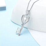 925 Sterling Silver Double Heart Pearl Cage Key Pendant