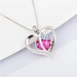 925 Sterling Silver Butterfly Heart “Always My Mother Forever My Friend” Pearl Cage Zircon Necklace
