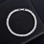 Sterling Silver Plated 4MM Cubic Zirconia Strand Tennis Bracelet