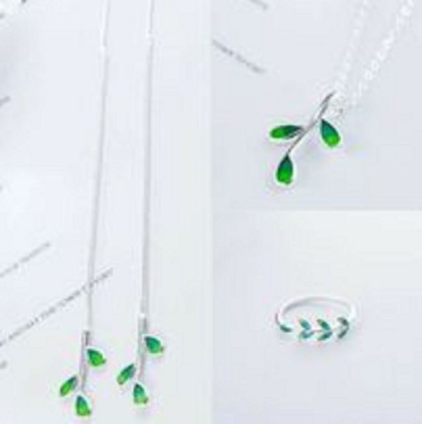 Creative Silver Plated Handmade Olive Leaf Jewelry Set