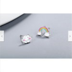 Kids Silver Plated Rainbow & Cloud Earrings