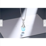 Elegant Sterling Silver Plated Blue Water Drop Crystal Necklace