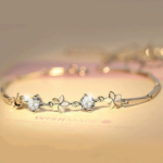 Elegant Lucky Flower Zirconia Charm Bracelet