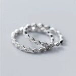 925 Sterling Silver Adjustable Rhombus Zircon Ring (Size 5-9)
