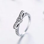 Authentic 925 Sterling Silver Stackable Bowknot Zircon Ring