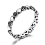 Exquisite 925 Sterling Silver Black Zirconia Heart Ring