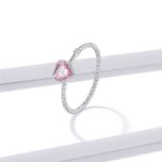 Exquisite 925 Sterling Silver Pink Love Cubic Zirconia Ring