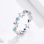 925 Sterling Silver Ocean Blue Starfish Zircon  Ring