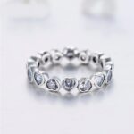 Exquisite 925 Sterling Silver Cubic Zirconia Love Hearts Eternity Ring
