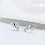 925 Sterling Silver Exquisite Angel Wings Zirconia Stud Earrings
