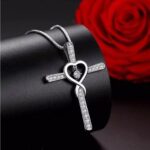 Sterling Silver Plated Infinity Faith Cross Zircon Pendant Necklace