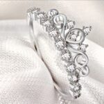 Luxury Sterling Silver Plated A5 Zirconia Crown Adjustable Ring (Size 7-8)